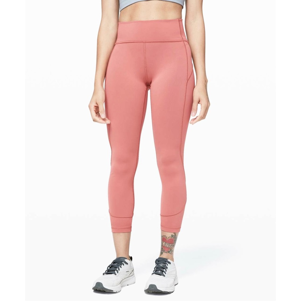 Lululemon In Movement Tight Leggings 25" Everlux Size 8 Rustic Coral Orange 7/8